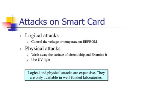 attacks cannot be carried out against smart cards|Overview about attacks on smart cards .